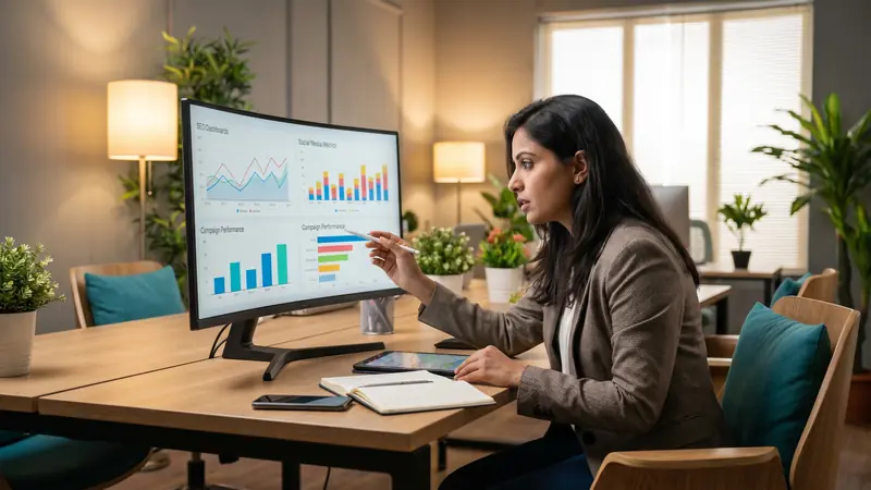 Digital marketing analytics dashboard showing campaign performance