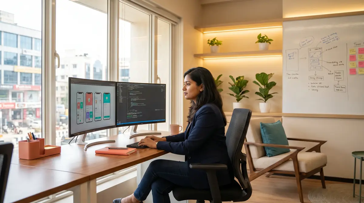 Build with Anna workspace showing app wireframes and analytics on screen